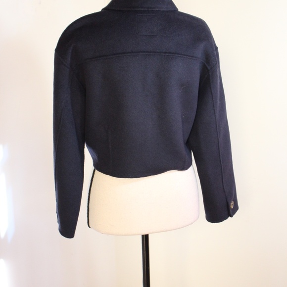 Zara,  cropped wool blend Coat Navy blue color - Picture 5 of 11